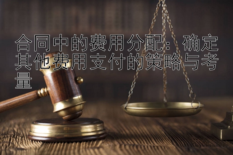 合同中的费用分配：确定其他费用支付的策略与考量