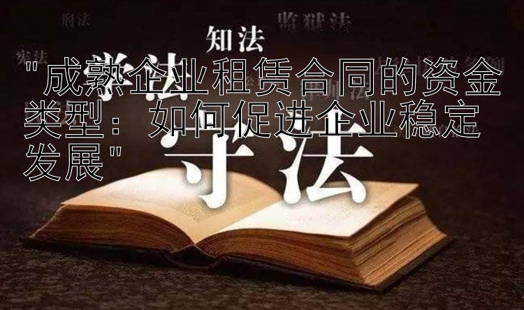 成熟企业租赁合同的资金类型：如何促进企业稳定发展